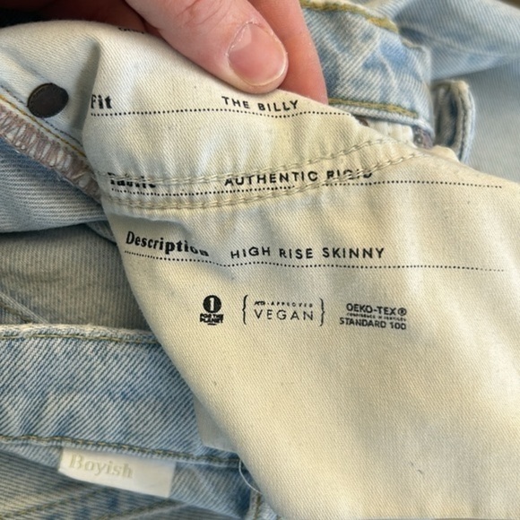 Boyish The Billy High Rise Skinny Jeans Light Wash Sunrise Rigid Denim Size 26 - Picture 12 of 16